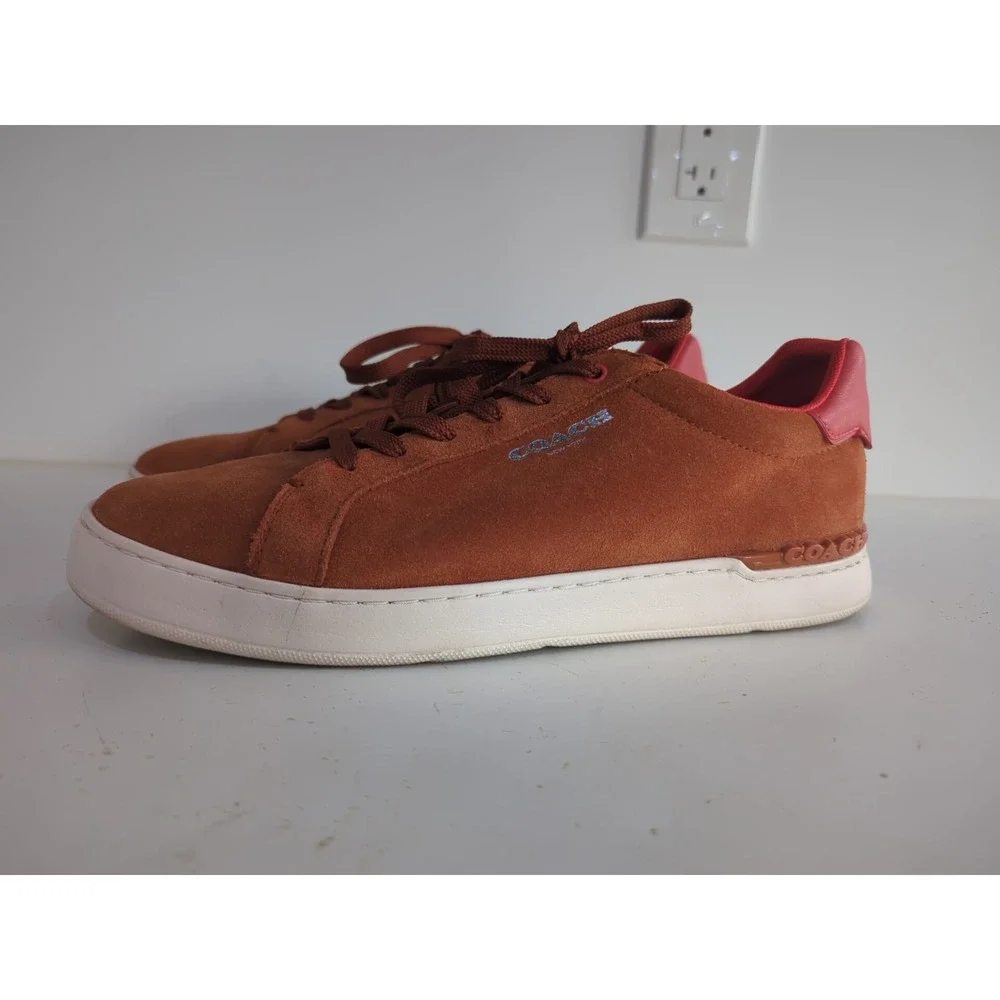 Coach Mens Burnt Orange Suede Sneakers Sporty Athletic Shoes C7029 Size 10.5